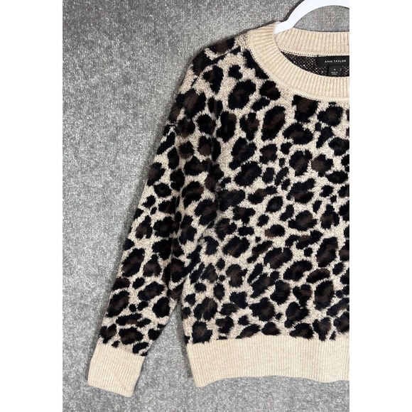 Ann Taylor Animal‎ Print Faux Fur Ribbed Pullover Sweater Womens Size Medium - Picture 5 of 9
